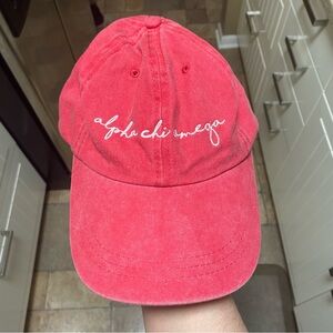 Salmon pink Alpha Chi Omega baseball cap